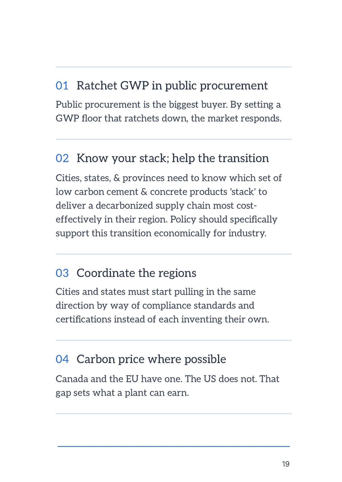 Page 19: Four policy moves